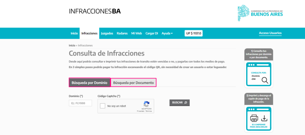 Multas de tránsito para consulta, pago o recurso.